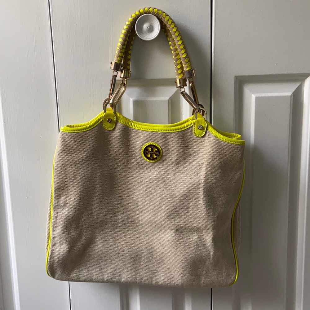 Climbing Rope Tote in Natural w/Neon Yellow Trim